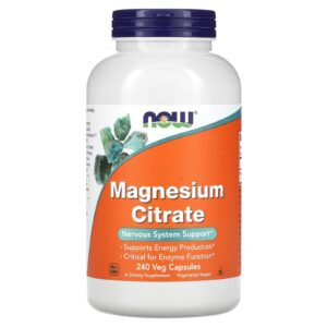 NOW Foods, Citrato de Magnésio, 240 Cápsulas Vegetais (133 mg por Cápsula)