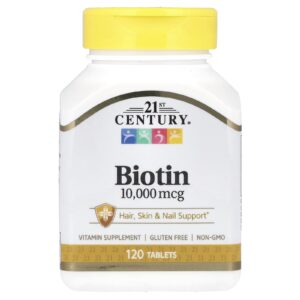 21st Century, Biotina, 10.000 mcg, 120 Comprimidos