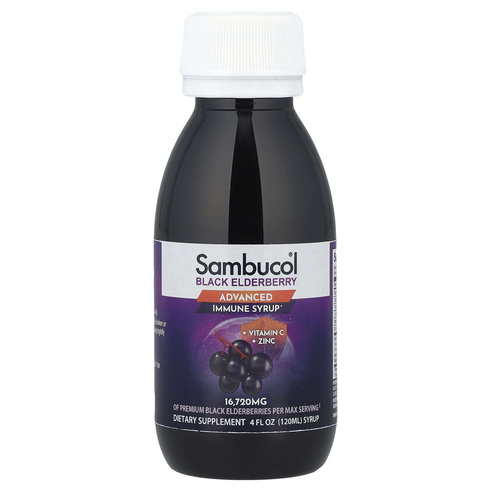 Sambucol, Xarope de Sabugueiro Preto, Imunidade Avançada, Vitamina C + Zinco, 120 ml (4 fl oz) - Imagem 3