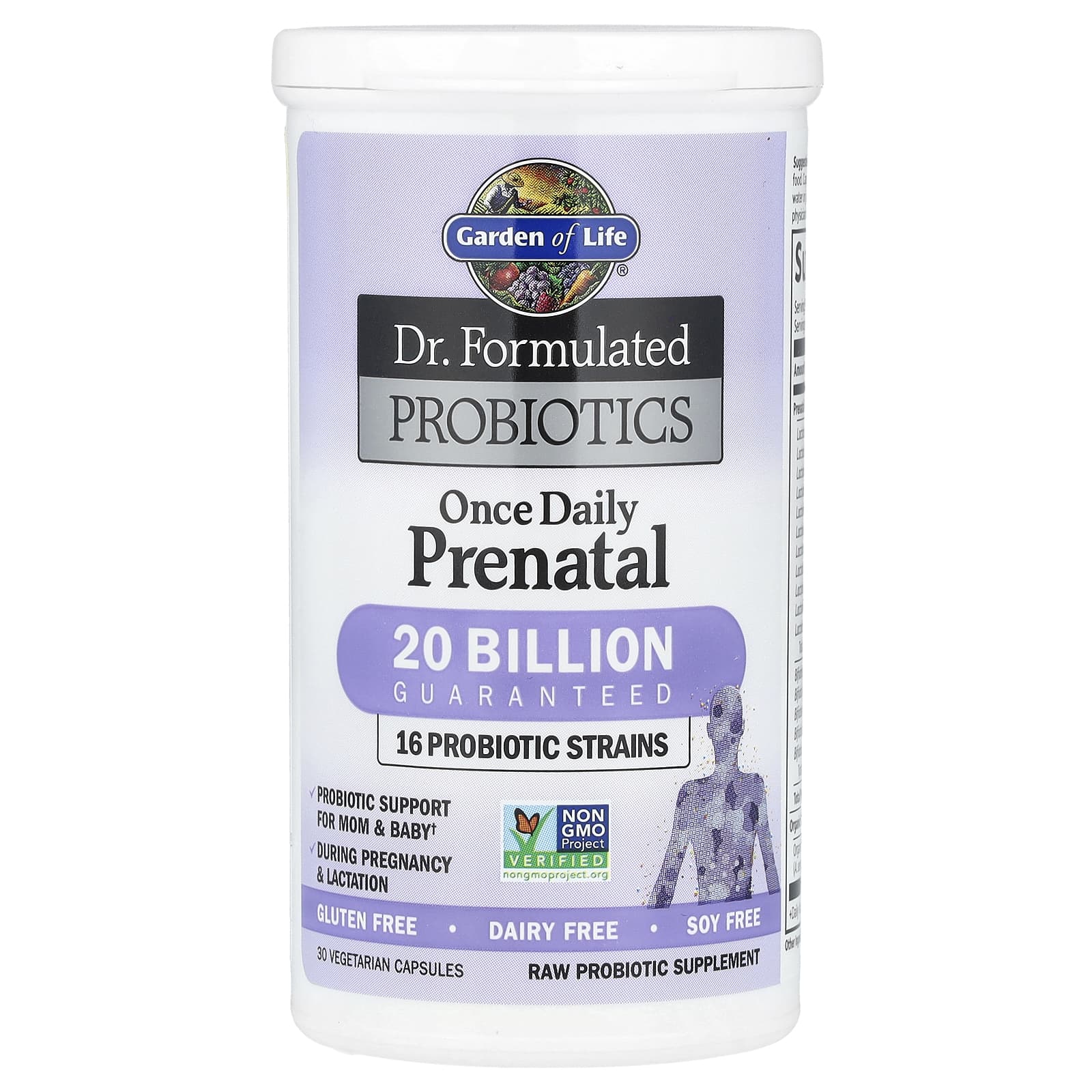 Garden of Life, Dr. Formulated Probiotics, Uma Vez ao Dia e Pré-Natal (não requer refrigeração), 30 Cápsulas Vegetarianas - Imagem 2