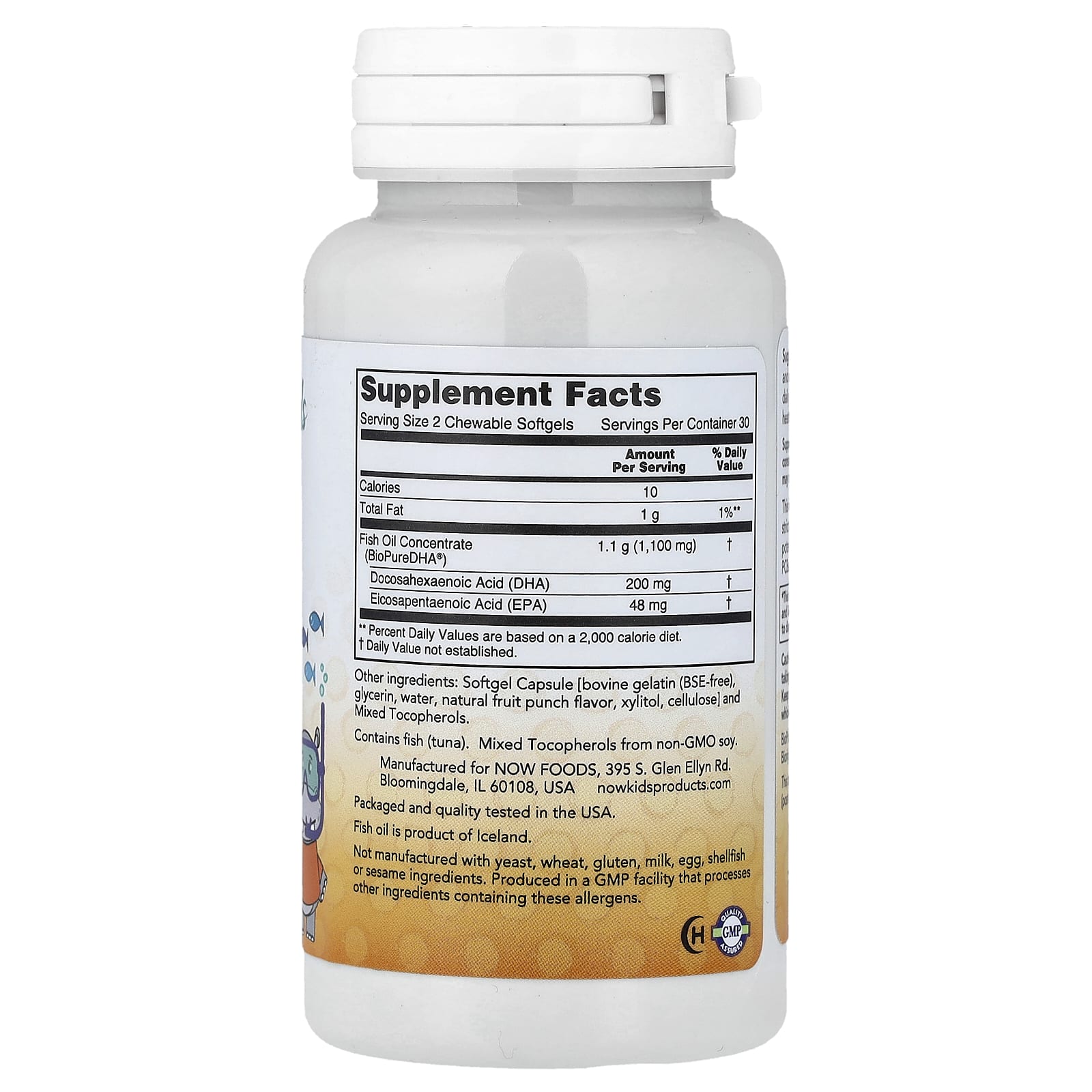 NOW Foods, Cápsulas Mastigáveis de Óleo de Peixe com DHA para Crianças, Frutas Saborosas, 60 Cápsulas Softgel Mastigáveis - Imagem 2