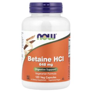 NOW Foods, Cloridrato de Betaína, 120 Cápsulas Vegetais