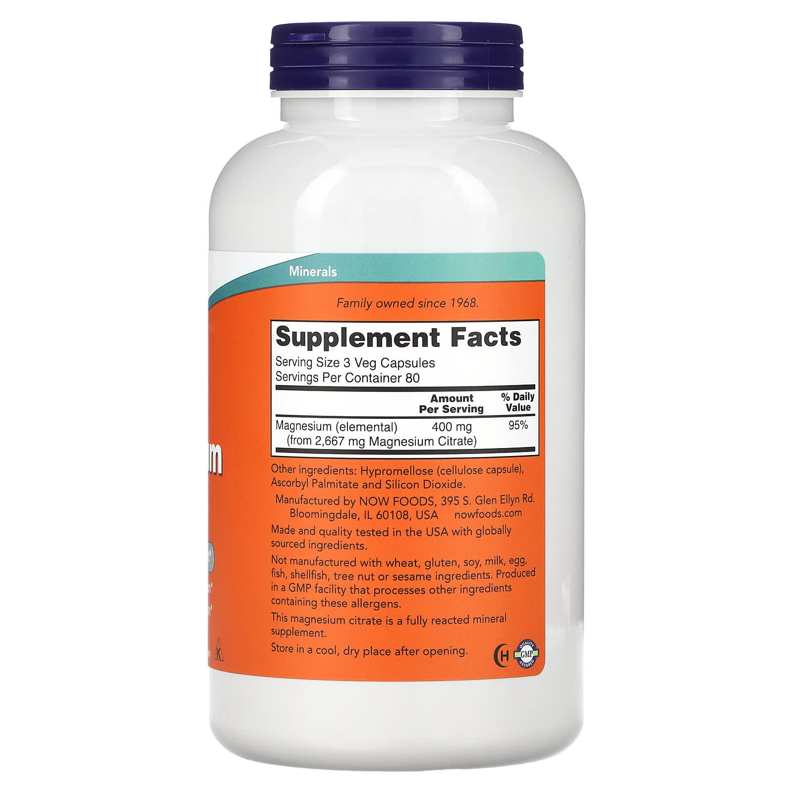 NOW Foods, Citrato de Magnésio, 240 Cápsulas Vegetais (133 mg por Cápsula) - Imagem 2