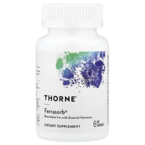 Thorne, Ferrasorb, Ferro com Cofatores, 60 Cápsulas