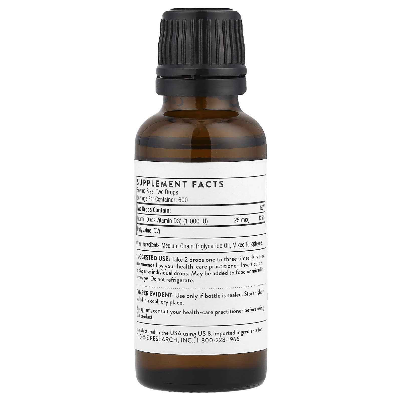 Thorne, Vitamina D Líquida, 30 ml (1 fl oz) - Imagem 2