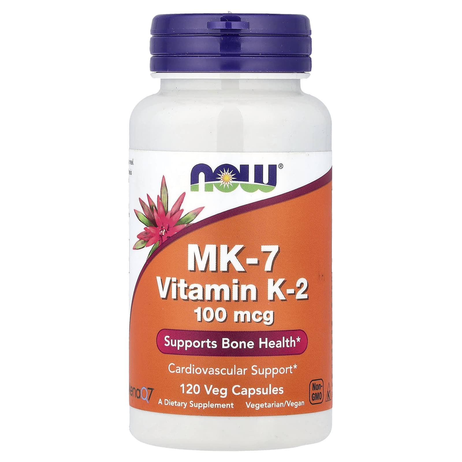 NOW Foods, MK-7, Vitamina K-2, 100 mcg, 120 Cápsulas Vegetais