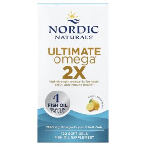 Nordic Naturals, Ultimate Omega 2X, Limão, 2.150 mg, 120 Cápsulas Softgel (1.075 mg por Cápsula Softgel)