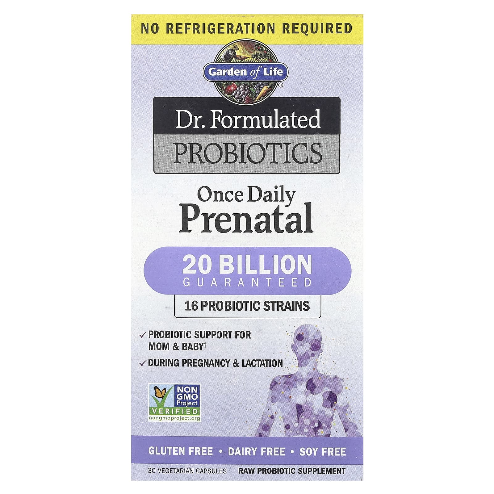 Garden of Life, Dr. Formulated Probiotics, Uma Vez ao Dia e Pré-Natal (não requer refrigeração), 30 Cápsulas Vegetarianas