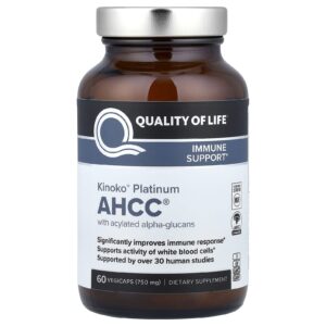 Quality of Life, Kinoko® Platinum AHCC®, 750 mg, 60 Cápsulas Vegetais