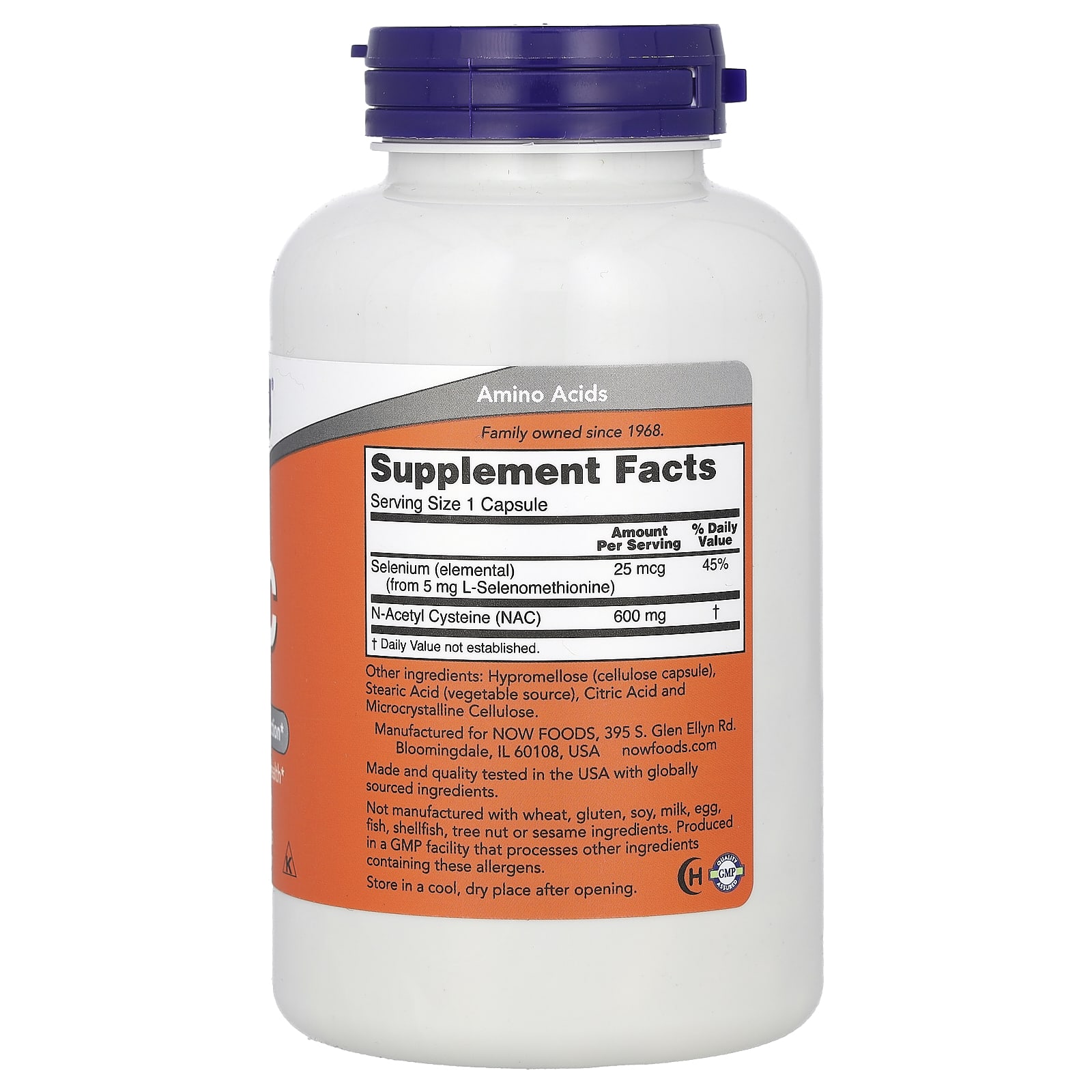 NOW Foods, NAC, 600 mg, 250 Cápsulas - Imagem 2