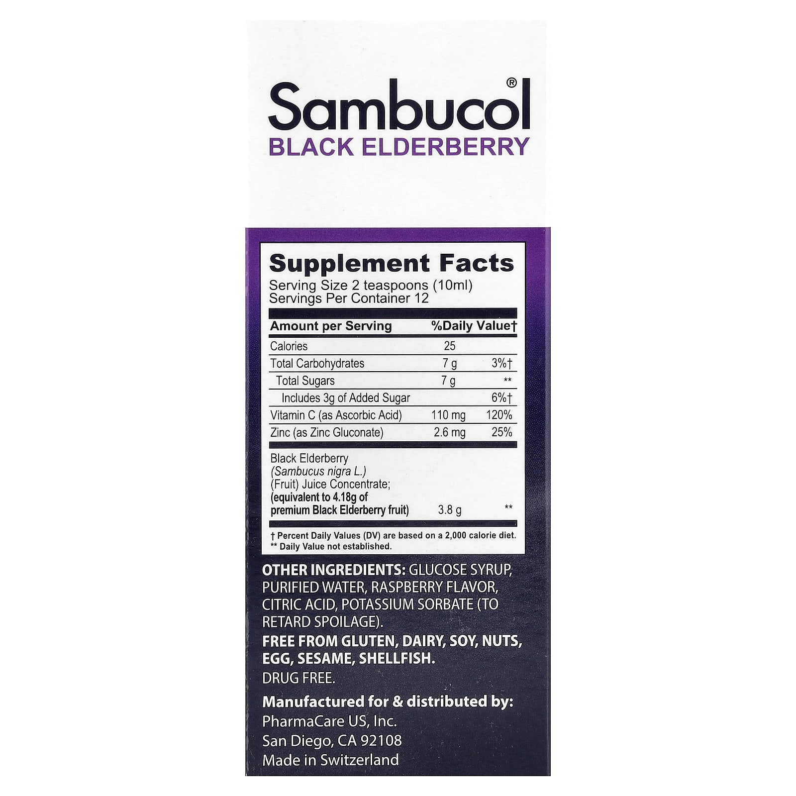 Sambucol, Xarope de Sabugueiro Preto, Imunidade Avançada, Vitamina C + Zinco, 120 ml (4 fl oz) - Imagem 2