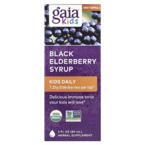 Gaia Herbs, Infantil, Xarope de Sabugueiro Preto, 89 ml (3 fl oz)