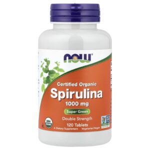 NOW Foods, Espirulina Orgânica Certificada, 1.000 mg, 120 Comprimidos