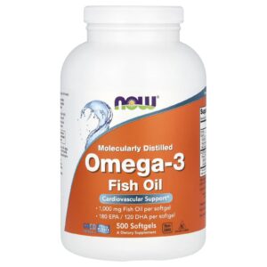 NOW Foods, Óleo de Peixe Ômega-3, 1.000 mg, 500 Cápsulas Softgel