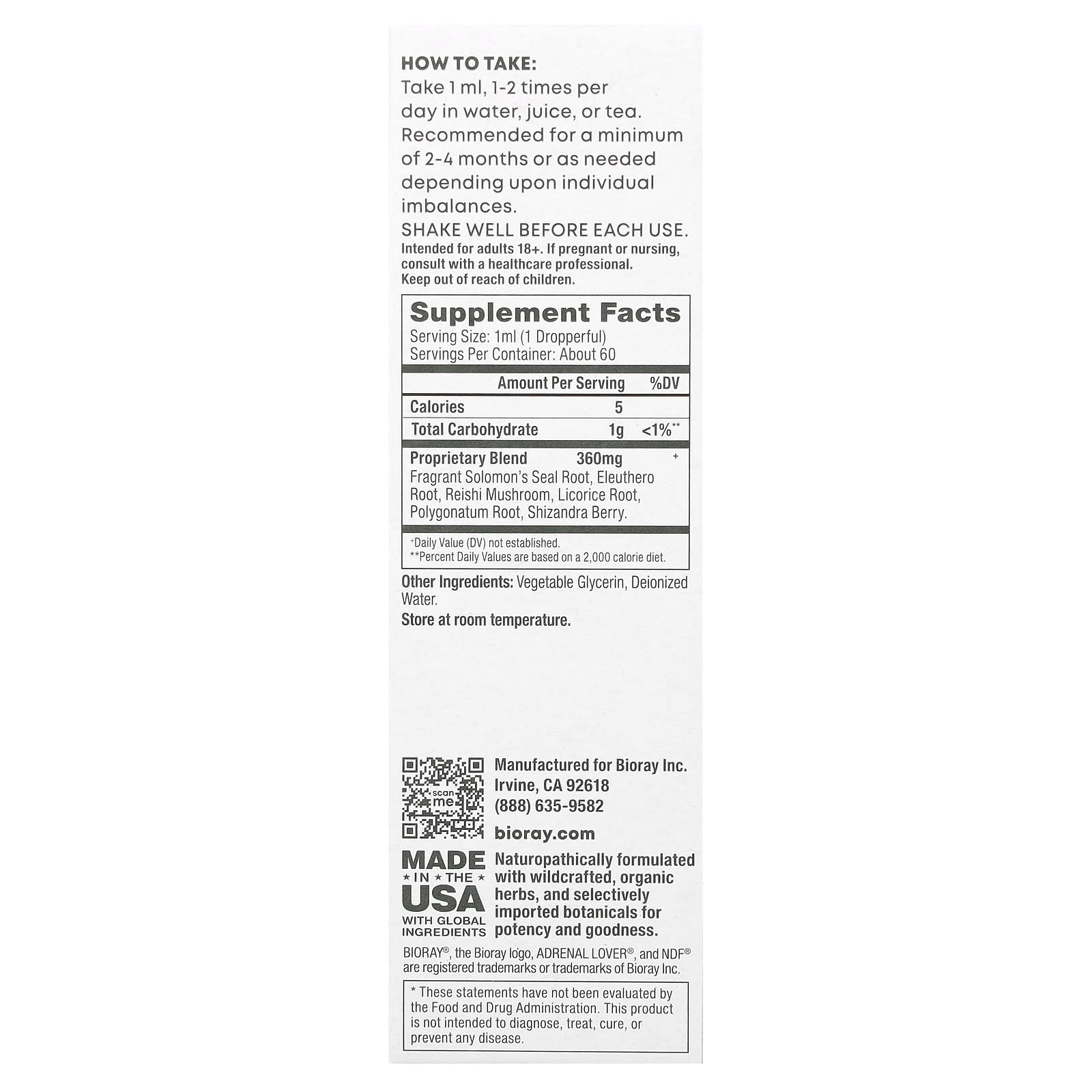 Bioray, Adrenal Lover, Suporte Adrenal com Cogumelos Medicinais, 60 ml (2 fl oz) - Imagem 2