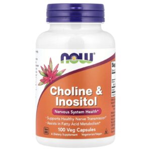 NOW Foods, Colina e Inositol, 100 Cápsulas Vegetais