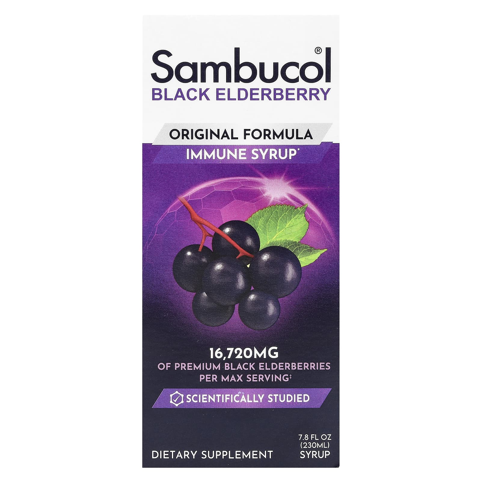 Sambucol, Xarope de Sabugueiro Preto para Imunidade, Fórmula Original, 16.720 mg, 230 ml (7,8 fl oz)