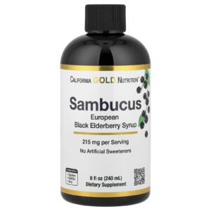 California Gold Nutrition, Xarope de Sabugueiro Sambucus para Adultos, 240 ml (8 fl oz)