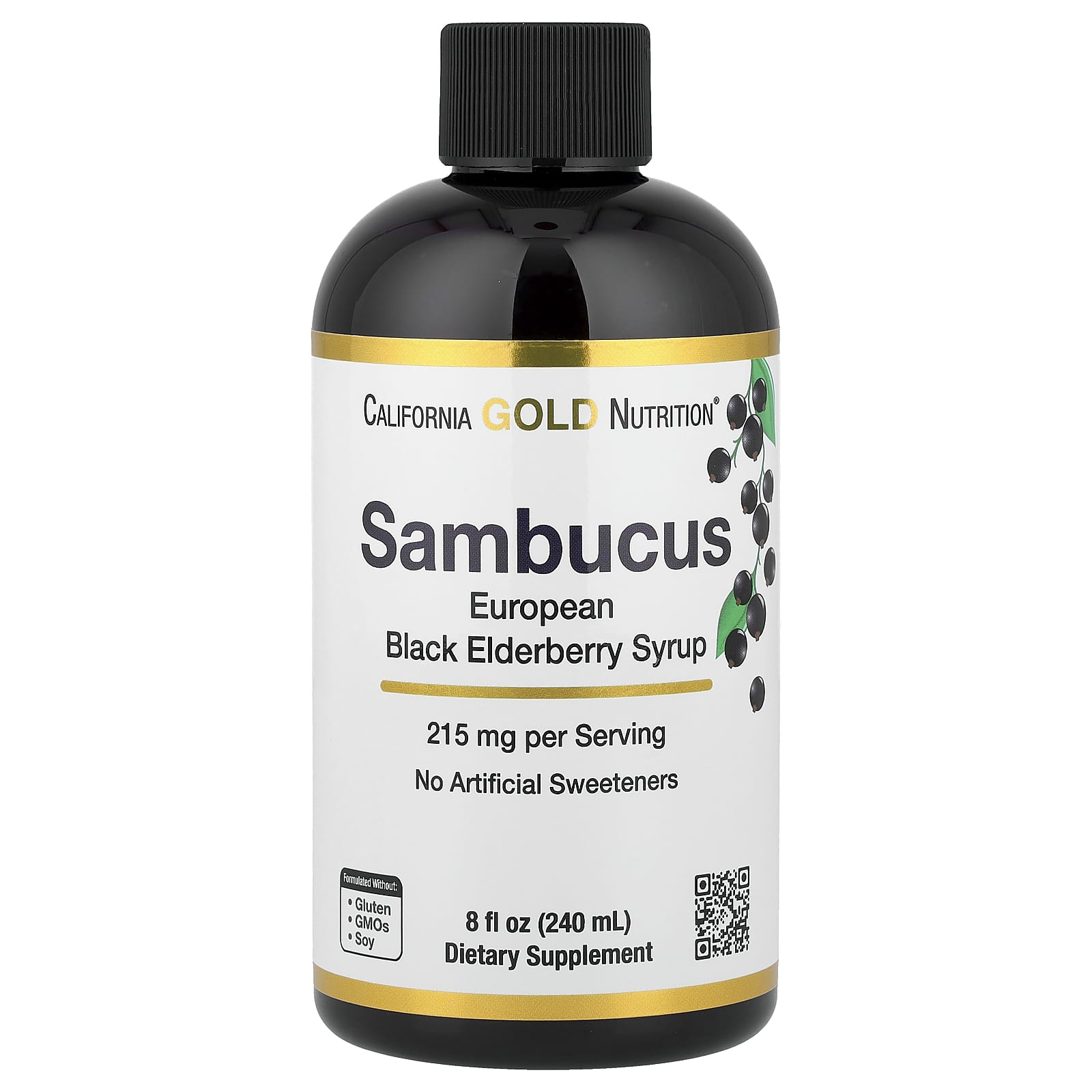 California Gold Nutrition, Xarope de Sabugueiro Sambucus para Adultos, 240 ml (8 fl oz)