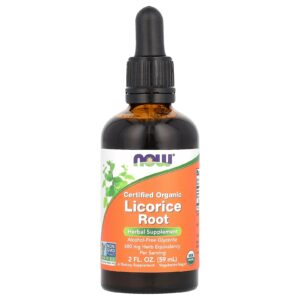 NOW Foods, Raiz de Alcaçuz Orgânico Certificado, 480 mg, 59 ml (2 fl oz)