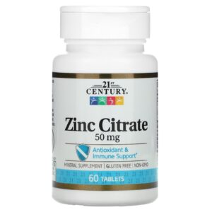 21st Century, Citrato de Zinco, 50 mg, 60 Comprimidos