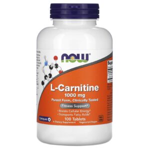 NOW Foods, L-Carnitina, 1.000 mg, 100 Comprimidos
