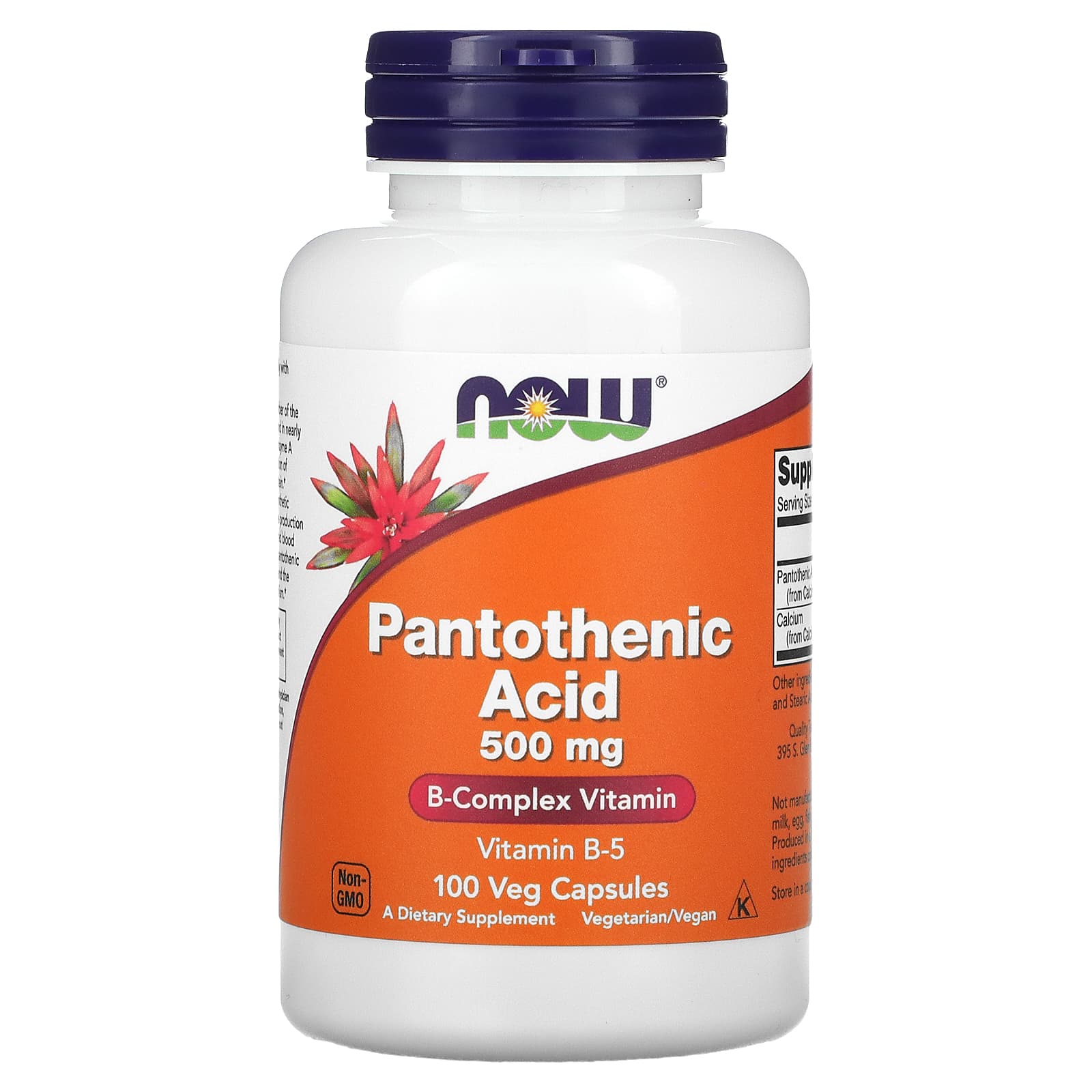 NOW Foods, Ácido Pantotênico, 500 mg, 100 Cápsulas Vegetais