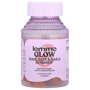 Lemme, Gomas para Brilho, Pele e Unhas, Sabor Pêssego, 60 Gomas