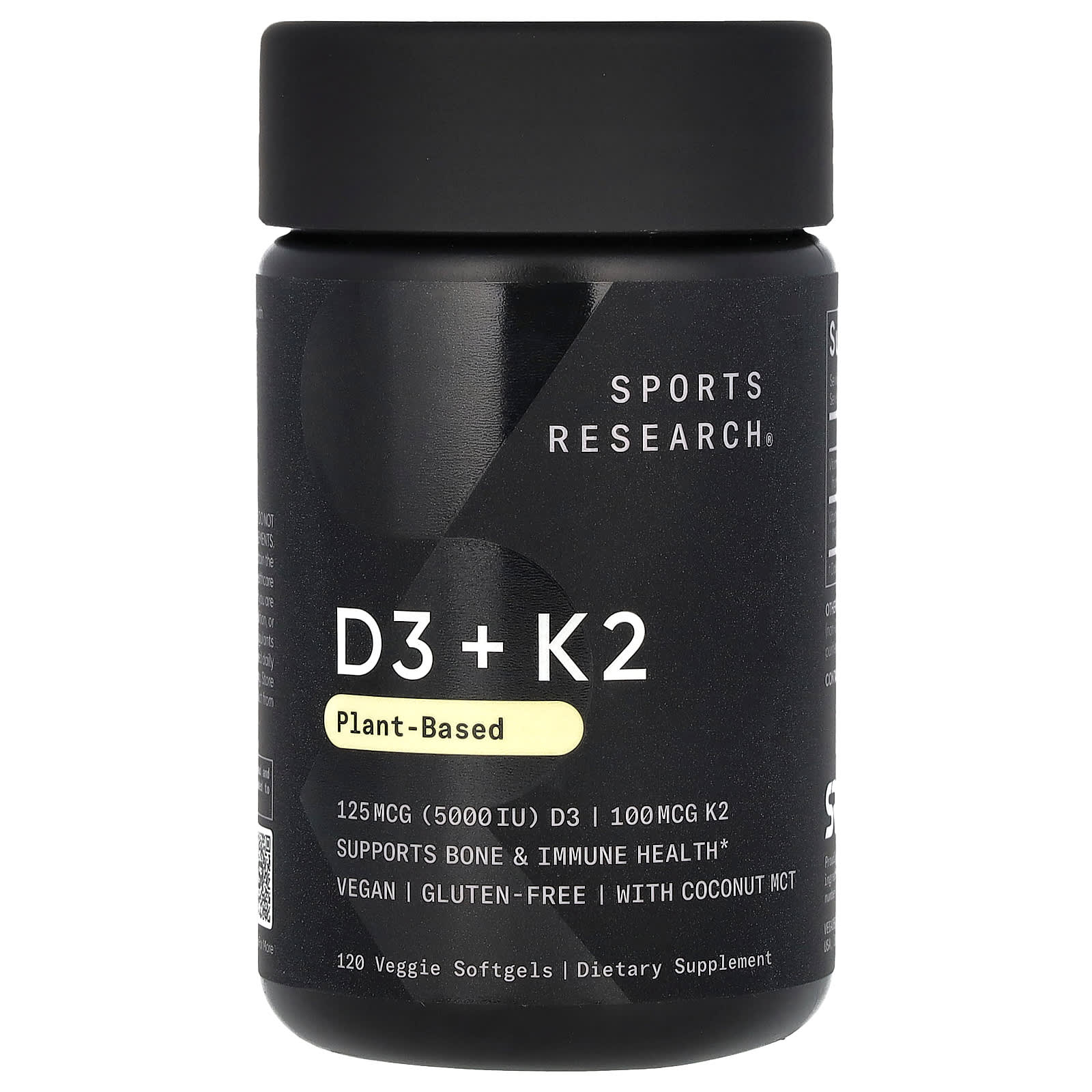 Sports Research, D3 + K2, À Base de Plantas, 120 Cápsulas Softgel Vegetais