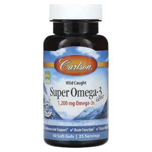 Carlson, Super Omega-3 Gems de Origem Selvagem, 50 Cápsulas Softgel