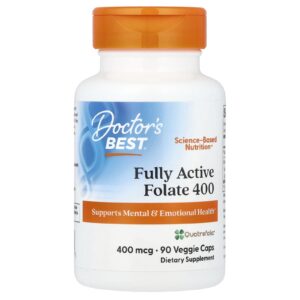 Doctor's Best, Fully Active Folate 400, 400 mcg, 90 Cápsulas Vegetais