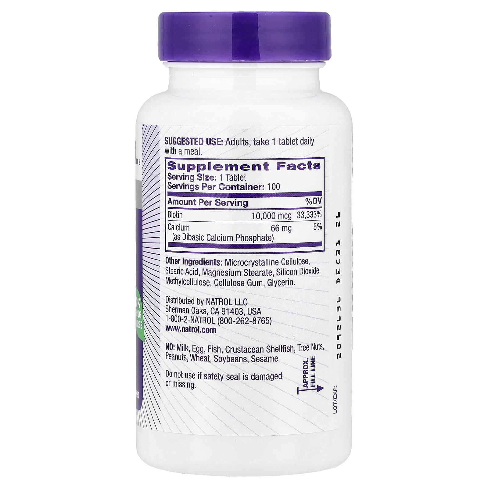 Natrol, Biotina, 100 Comprimidos - Imagem 2