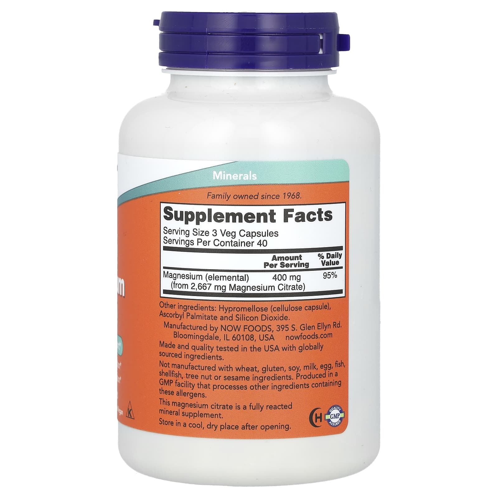 NOW Foods, Citrato de Magnésio, 120 Cápsulas Vegetais (133 mg por Cápsula) - Imagem 2
