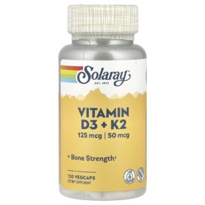 Solaray, Vitamina D3 + K2, 120 VegCaps