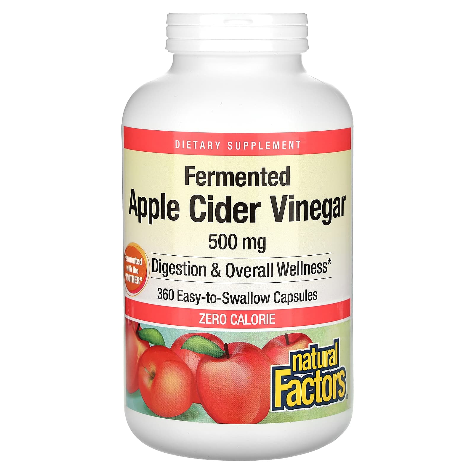 Natural Factors, Vinagre de Maçã, 500 mg, 360 Cápsulas