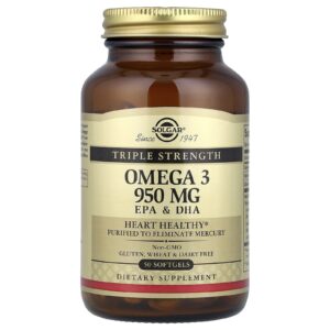 Solgar, Ômega-3, EPA e DHA, Dosagem Tripla, 950 mg, 50 Cápsulas Softgel