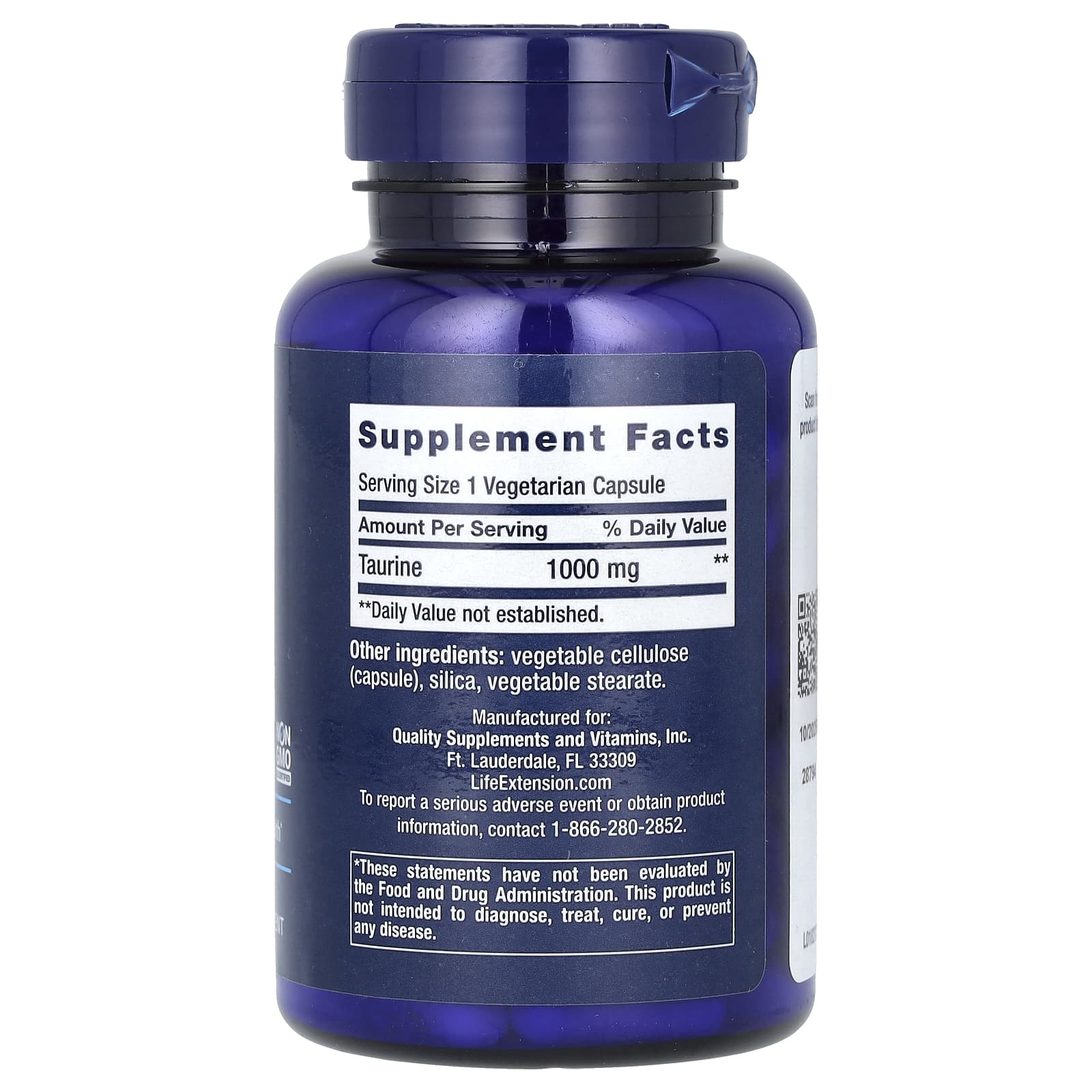 Life Extension, Taurina, 1,000 mg, 90 Cápsulas Vegetarianas - Imagem 2