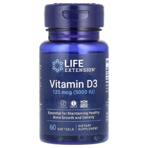 Life Extension, Vitamina D3, 125 mcg (5.000 UI), 60 Cápsulas Softgel