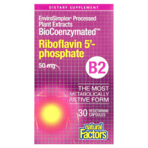 Natural Factors, BioCoenzymated™, B2, Fosfato de Riboflavina, 50 mg, 30 Cápsulas Vegetarianas