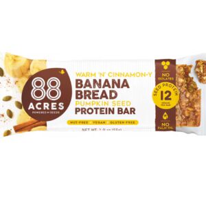 Barra de proteína de semente de abóbora sem nozes 88 ACRES - Pão de banana - 1,9 oz