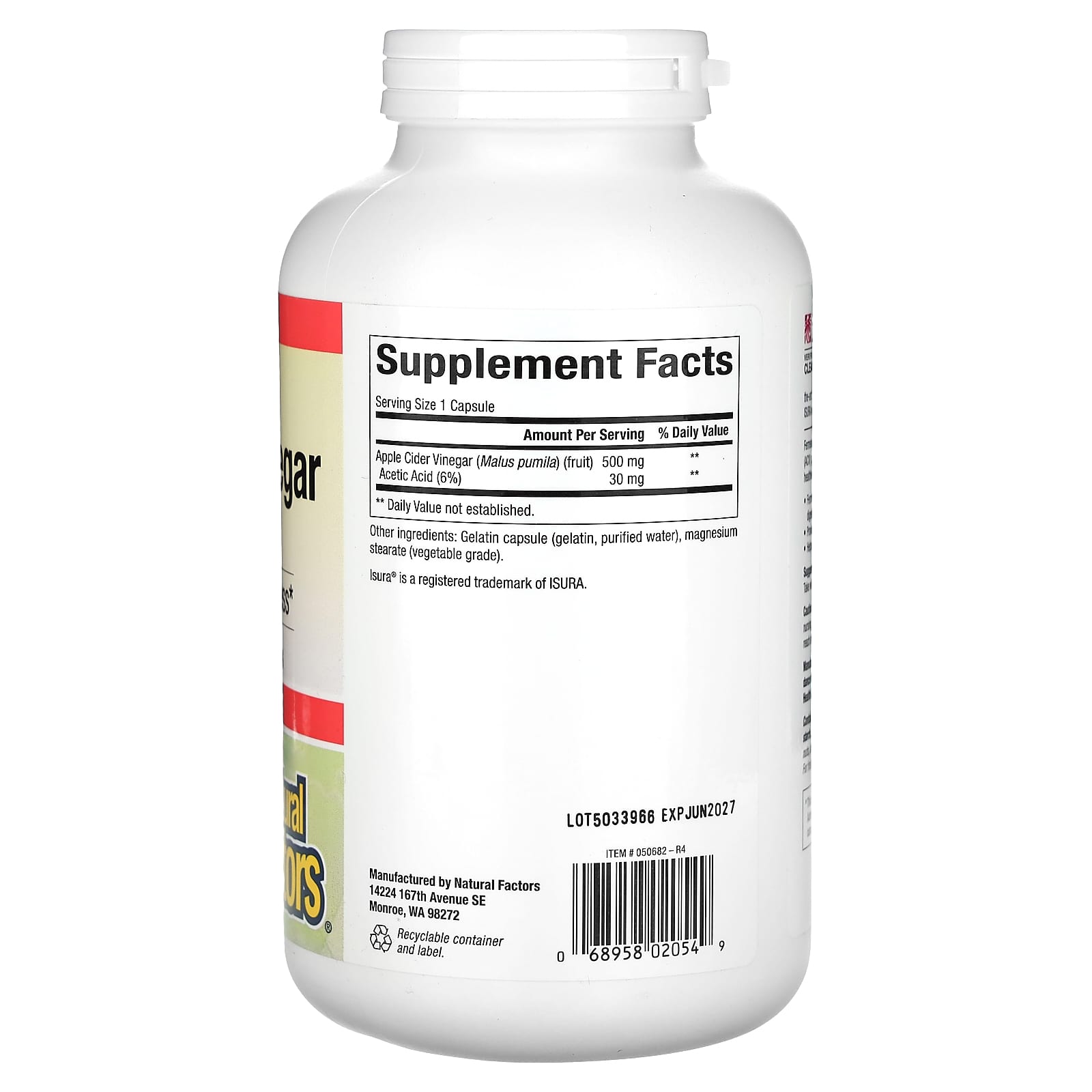 Natural Factors, Vinagre de Maçã, 500 mg, 360 Cápsulas - Imagem 2