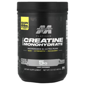 MuscleTech, Platinum 100% Creatina Mono-hidratada, Sem Sabor, 400 g (14,11 oz)