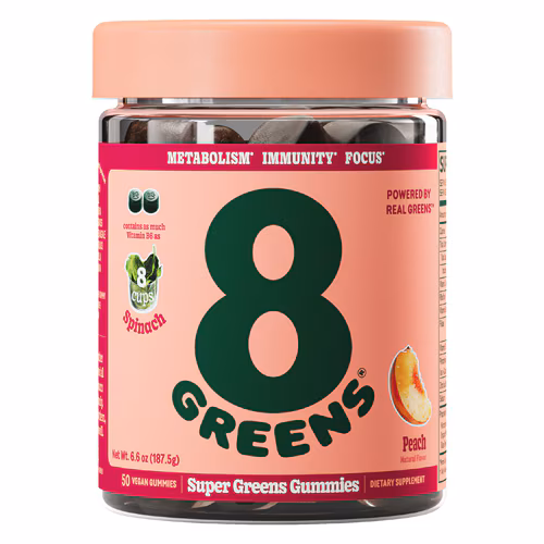 8Greens Daily Greens Dietary Supplement Peach -- 50 Gummies