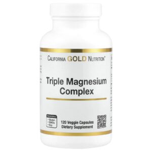California Gold Nutrition, Complexo Triplo de Magnésio, Malato, Citrato e Bisglicinato Quelato, 120 Cápsulas Vegetais (105 mg por Cápsula)
