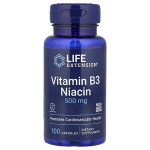 Life Extension, Vitamina B3 e Niacina, 500 mg, 100 Cápsulas