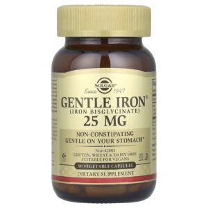 Solgar, Gentle Iron®, 25 mg, 90 Cápsulas Vegetais