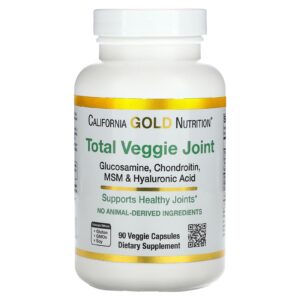 California Gold Nutrition, Fórmula de Suporte às Articulações Total Veggie Joint com Glicosamina, Condroitina, MSM e Ácido Hialurônico, 90 Cápsulas Vegetais