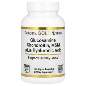 California Gold Nutrition, Glicosamina, Condroitina, MSM mais Ácido Hialurônico, 120 Cápsulas Vegetais
