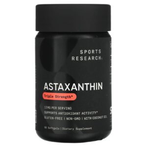 Sports Research, Astaxanthin, Força Tripla, 12 mg, 60 Cápsulas Softgel