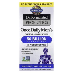Garden of Life, O Dr. Formulated Probiotics, Uma vez ao Dia para Homens, 50 Bilhões, 30 Cápsulas Vegetarianas
